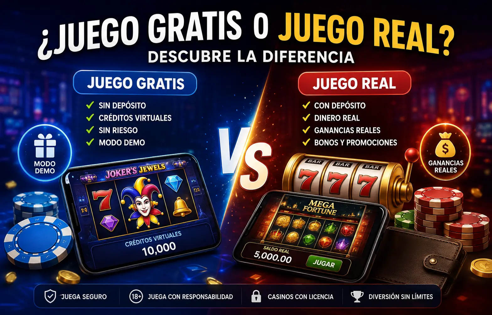 Diferencias entre Juego Gratis y Juego Real